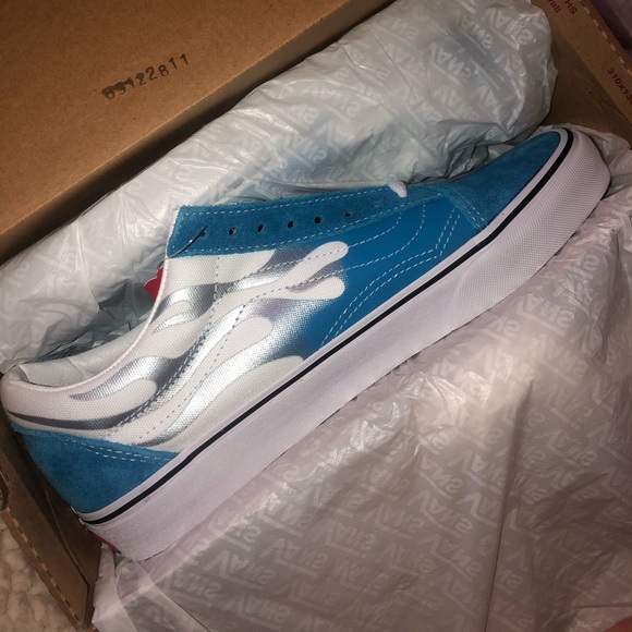 vans old skool flame mediterranean blue
